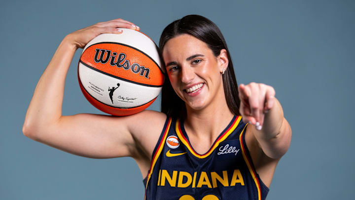 Indiana Fever guard Caitlin Clark (22) poses for a photo