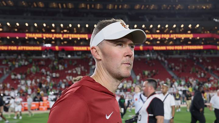 Sep 26, 2026; Los Angeles, California, USA; USC Trojans head coach Lincoln Riley walks off the field after the game against the Oregon Ducks at United Airlines Field at Los Angeles Memorial Coliseum. Sep 26, 2026; Los Angeles, California, USA; USC Trojans head coach Lincoln Riley walks off the field after the game against the Oregon Ducks at United Airlines Field at Los Angeles Memorial Coliseum.