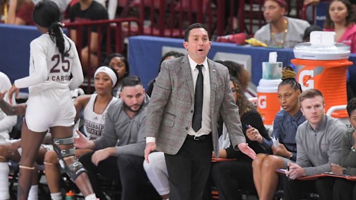 Mississippi State Coach Sam Purcell during the first quarter of the SEC Women's Basketball