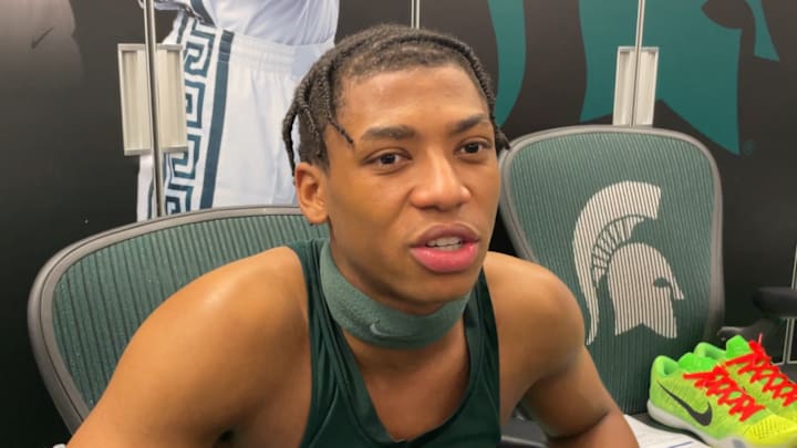 Michigan State guard Jeremy Fears Jr. speaks to the media following a 79-60 victory over San Jose State on Thursday, Nov. 13, 2025.