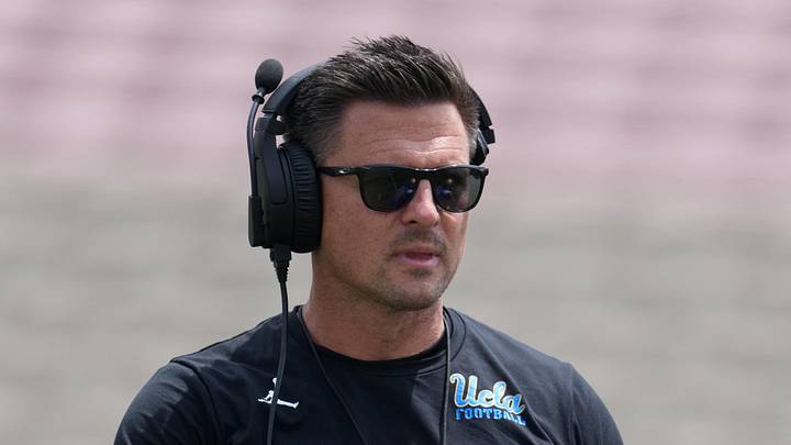 May 2, 2026; Pasadena, CA, USA; UCLA Bruins coach Bob Chesney reacts during the spring game at Rose Bowl. Mandatory Credit: Kirby Lee-Imagn Images May 2, 2026; Pasadena, CA, USA; UCLA Bruins coach Bob Chesney reacts during the spring game at Rose Bowl. Mandatory Credit: Kirby Lee-Imagn Images