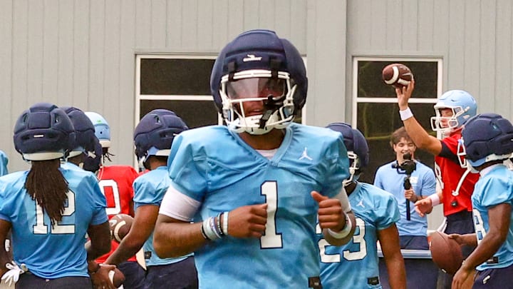 Jordan Shipp (1) during North Carolina's practice on Aug. 2, 2025.North Carolina 