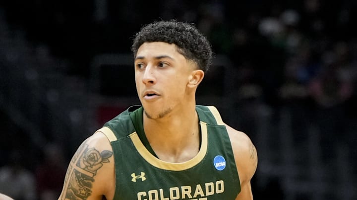 Mar 23, 2025; Seattle, WA, USA; Maryland Terrapins guard Selton Miguel (9) defends against Colorado State Rams guard Nique Clifford (10) in the first half at Climate Pledge Arena. Mandatory Credit: Stephen Brashear-Imagn Images Mar 23, 2025; Seattle, WA, USA; Maryland Terrapins guard Selton Miguel (9) defends against Colorado State Rams guard Nique Clifford (10) in the first half at Climate Pledge Arena. Mandatory Credit: Stephen Brashear-Imagn Images