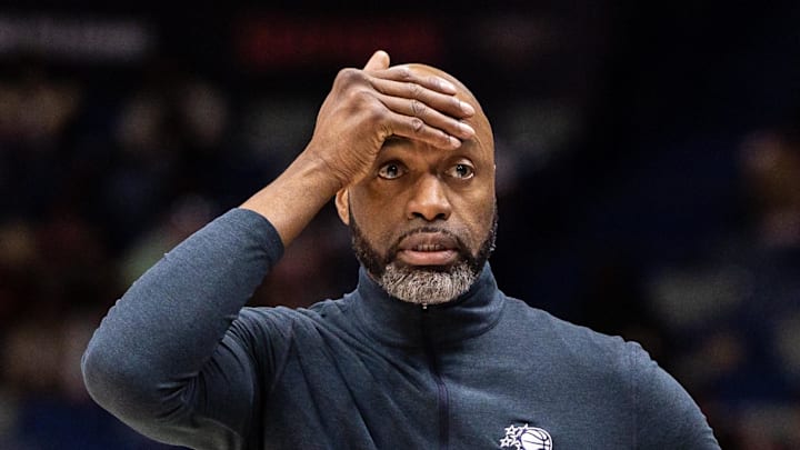 Orlando Magic Head Coach Jamahl Mosley reacts to a play against the New Orleans Pelicans.