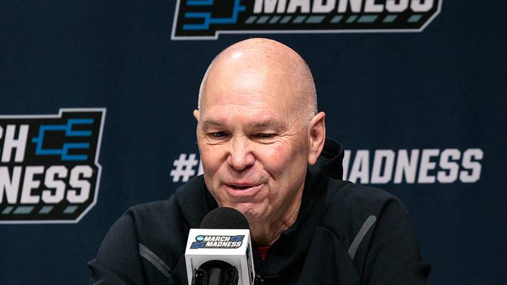 Mar 18, 2026; Oklahoma City, OK, USA; Saint Mary's Gaels head coach Randy Bennett gives an interview prior to a practice session ahead of the first round of the men's 2026 NCAA Tournament at Paycom Center. Mandatory Credit: William Purnell-Imagn Images