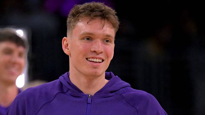 Oct 12, 2025; Los Angeles, California, USA; Los Angeles Lakers forward Dalton Knecht (4) warms up prior to the game against the Golden State Warriors at Crypto.com Arena. Mandatory Credit: Jayne Kamin-Oncea-Imagn Images Oct 12, 2025; Los Angeles, California, USA; Los Angeles Lakers forward Dalton Knecht (4) warms up prior to the game against the Golden State Warriors at Crypto.com Arena. Mandatory Credit: Jayne Kamin-Oncea-Imagn Images