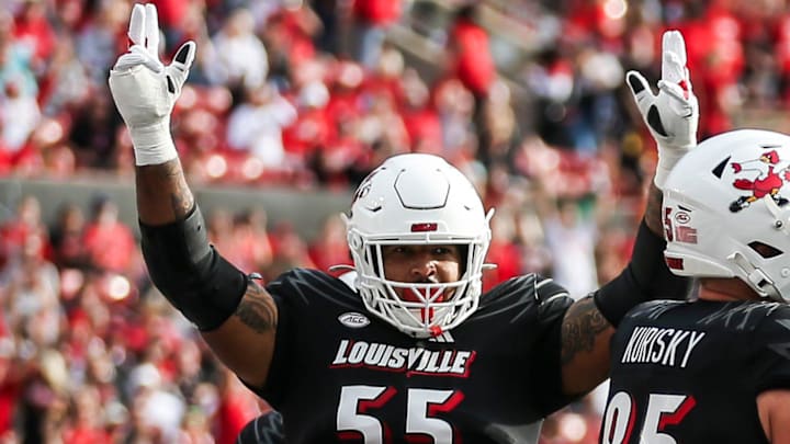 Louisville Cardinals offensive lineman Willie Tyler (55)