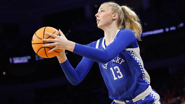 Mar 28, 2026; Fort Worth, TX, USA;  Kentucky Wildcats center Clara Strack (13) attempts a basket against the Texas Longhorns during the first half at Dickies Arena. Mandatory Credit: Chris Jones-Imagn Images