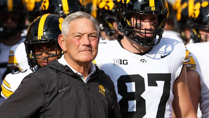 Oct 24, 2026; Minneapolis, Minnesota, USA; Iowa Hawkeyes head coach Kirk Ferentz leads his team onto the field before the game against the Minnesota Golden Gophers at Huntington Bank Stadium. Mandatory Credit: Matt Krohn-Imagn Images Oct 24, 2026; Minneapolis, Minnesota, USA; Iowa Hawkeyes head coach Kirk Ferentz leads his team onto the field before the game against the Minnesota Golden Gophers at Huntington Bank Stadium. Mandatory Credit: Matt Krohn-Imagn Images