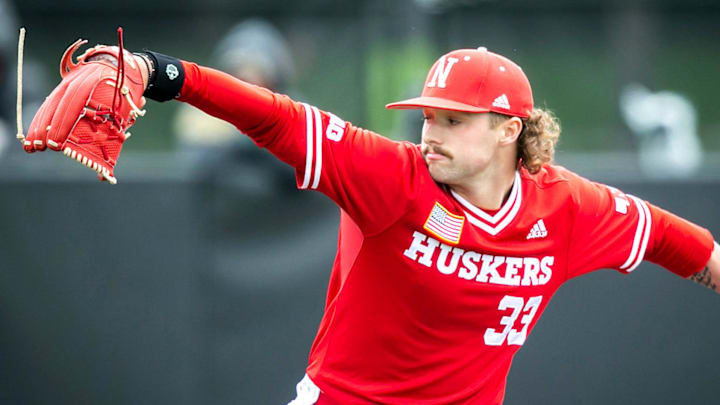 Nebraska's Jackson Brockett delivers a pitch