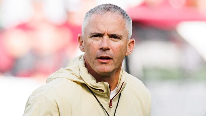 Aug 24, 2024; Dublin, IRL; Florida State University head coach Mike Norvell before the game against Georgia Tech at Aviva Stadium. Mandatory Credit: Tom Maher/INPHO via Imagn Images Aug 24, 2024; Dublin, IRL; Florida State University head coach Mike Norvell before the game against Georgia Tech at Aviva Stadium. Mandatory Credit: Tom Maher/INPHO via Imagn Images