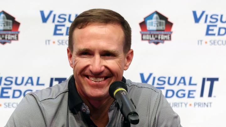 Professional Football Hall of Fame enshrinee former New Orleans Saints quarterback Drew Brees Professional Football Hall of Fame enshrinee former New Orleans Saints quarterback Drew Brees
