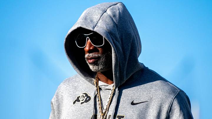 CU football head coach Deion Sanders, or Coach Prime, watches his team warm up before the game against CSU in the Rocky Mountain Showdown at Canvas Stadium on Saturday, Sept. 14, 2024, in Fort Collins, Colo. CU football head coach Deion Sanders, or Coach Prime, watches his team warm up before the game against CSU in the Rocky Mountain Showdown at Canvas Stadium on Saturday, Sept. 14, 2024, in Fort Collins, Colo.