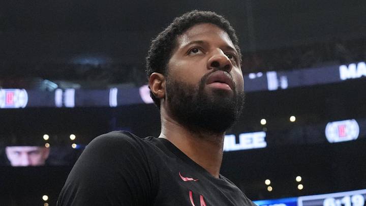 Mar 17, 2024; Los Angeles, California, USA; LA Clippers forward Paul George enters the court during the game against the Atlanta Hawks at Crypto.com Arena. Mandatory Credit: Kirby Lee-USA TODAY Sports