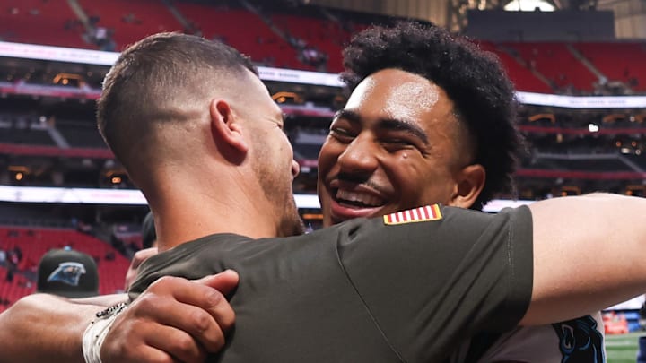 Carolina Panthers head coach Dave Canales and quarterback Bryce Young
