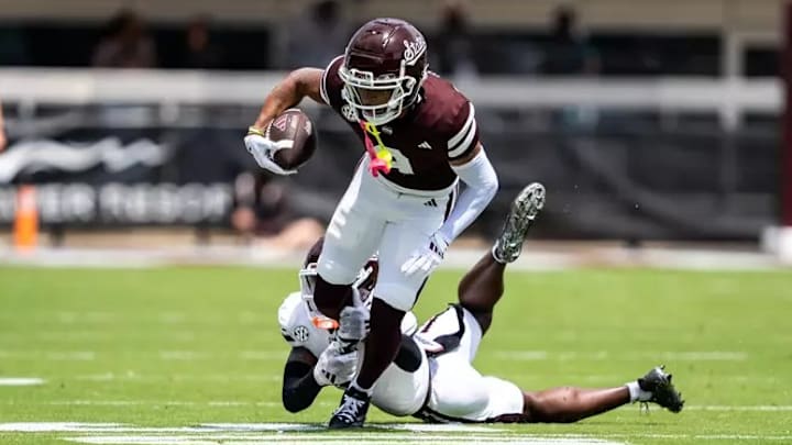 Mississippi State Wide Receiver Ricky Johnson (#9) during Spring Game at the Davis Wade Stadium at Mississippi State University in Starkville, MS.