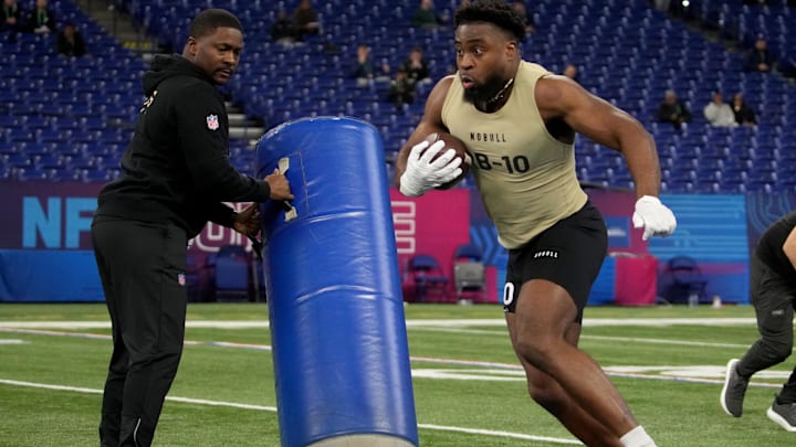 Mar 2, 2024; Indianapolis, IN, USA; Notre Dame running back Audric Estime (RB10) during the 2024 NFL