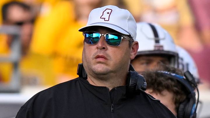 Sep 12, 2026; Minneapolis, Minnesota, USA;  Mississippi State Bulldogs head coach Jeff Lebby looks on against the Minnesota Golden Gophers during the fourth quarter at Huntington Bank Stadium.  Mandatory Credit: Nick Wosika-Imagn Images