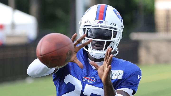 Bills cornerback TreDavious White makes a catch during drills at training camp. Bills cornerback TreDavious White makes a catch during drills at training camp.