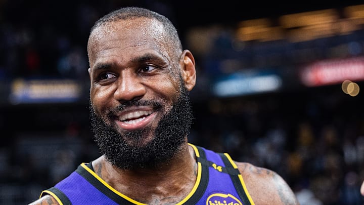 Mar 26, 2025; Indianapolis, Indiana, USA; Los Angeles Lakers forward LeBron James (23) after the game against the Indiana Pacers at Gainbridge Fieldhouse.