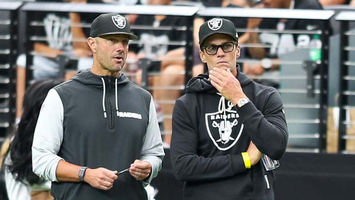 Las Vegas Raiders GM John Spytek, and minority owner Tom Brady Las Vegas Raiders GM John Spytek, and minority owner Tom Brady