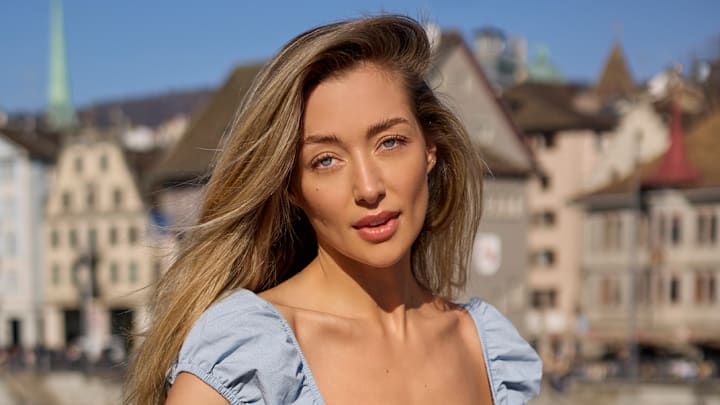 Penny Lane was photographed by Derek Kettela in Switzerland. Swimsuit by Montce. Boots by Birkenstock.