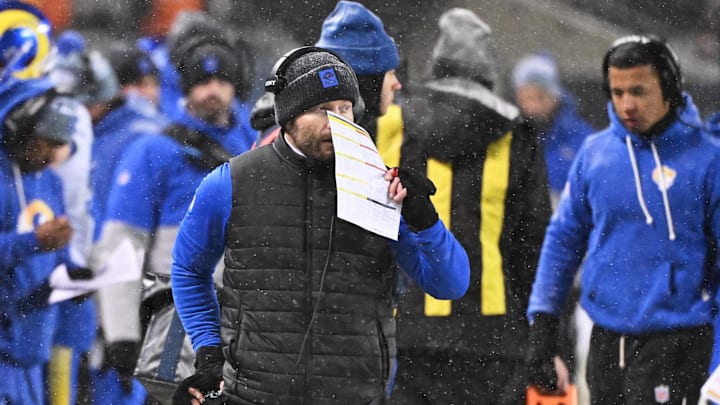 Jan 18, 2026; Chicago, IL, USA; Los Angeles Rams head coach Sean McVay watches game play against the Chicago Bears during the second quarter of an NFC Divisional Round game at Soldier Field. Mandatory Credit: Matt Marton-Imagn Images