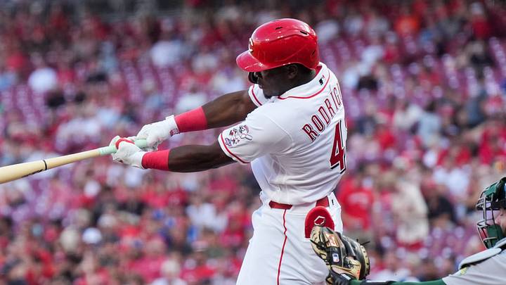 Cincinnati Reds outfielder Hector Rodriguez grounds out