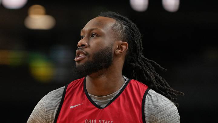 Mar 18, 2026; Greenville, SC, USA; Ohio State Buckeyes guard Bruce Thornton (2) during a practice session ahead of the first round of the men's 2026 NCAA Tournament at Bon Secours Wellness Arena. Mandatory Credit: Bob Donnan-Imagn Images Mar 18, 2026; Greenville, SC, USA; Ohio State Buckeyes guard Bruce Thornton (2) during a practice session ahead of the first round of the men's 2026 NCAA Tournament at Bon Secours Wellness Arena. Mandatory Credit: Bob Donnan-Imagn Images