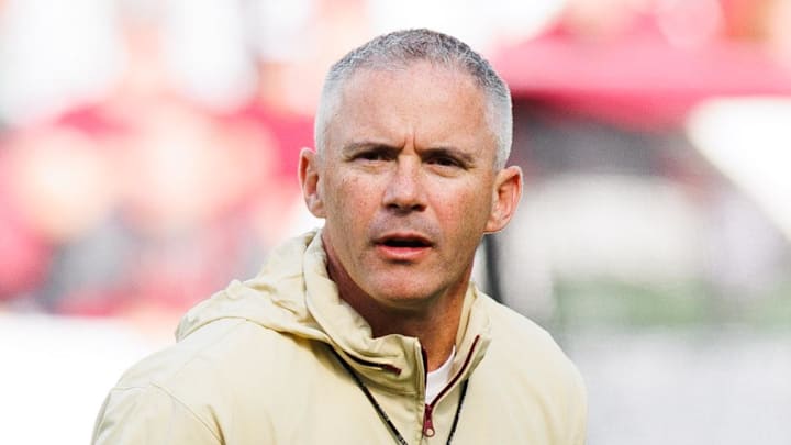 Aug 24, 2024; Dublin, IRL; Florida State University head coach Mike Norvell before the game against Georgia Tech at Aviva Stadium. Mandatory Credit: Tom Maher/INPHO via Imagn Images