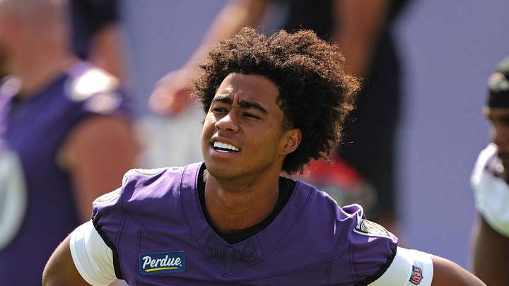 Jul 29, 2026; Ownings Mills, MD, USA; Baltimore Ravens wide receiver Ja’Kobi Lane (6) stretches during practice at the Under Armour Performance Center. Mandatory Credit: Mitch Stringer-Imagn Images Jul 29, 2026; Ownings Mills, MD, USA; Baltimore Ravens wide receiver Ja’Kobi Lane (6) stretches during practice at the Under Armour Performance Center. Mandatory Credit: Mitch Stringer-Imagn Images
