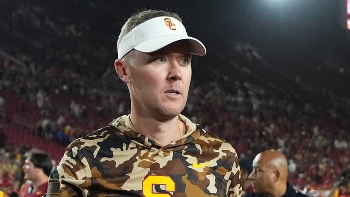 Sep 12, 2026; Los Angeles, California, USA; Southern California Trojans head coach Lincoln Riley reacts after the game against the Louisiana Ragin' Cajuns at United Airlines Field at Los Angeles Memorial Coliseum. Mandatory Credit: Kirby Lee-Imagn Images Sep 12, 2026; Los Angeles, California, USA; Southern California Trojans head coach Lincoln Riley reacts after the game against the Louisiana Ragin' Cajuns at United Airlines Field at Los Angeles Memorial Coliseum. Mandatory Credit: Kirby Lee-Imagn Images