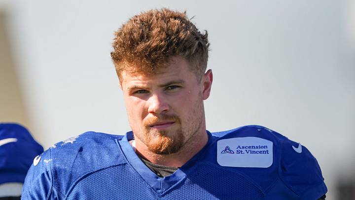 Indianapolis Colts linebacker Bryce Boettcher (50) walks up the field Tuesday, Aug. 4, 2026, during practice at Colts Camp at Grand Park in Westfield. Indianapolis Colts linebacker Bryce Boettcher (50) walks up the field Tuesday, Aug. 4, 2026, during practice at Colts Camp at Grand Park in Westfield.