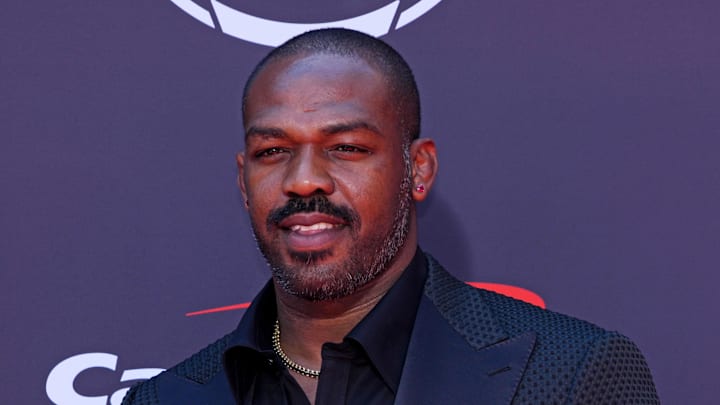 Jul 16, 2025; Los Angeles, CA, USA; Jon Jones on the red carpet before the ESPYS at The Dolby Theatre. Mandatory Credit: Kirby Lee-Imagn Images