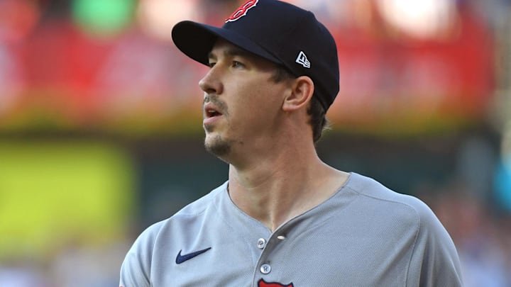 Boston Red Sox pitcher Walker Buehler (0) against the Philadelphia Phillies at Citizens Bank Park.