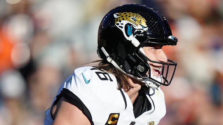 Dec 21, 2025; Denver, Colorado, USA; Jacksonville Jaguars quarterback Trevor Lawrence (16) during the first half at Empower Field at Mile High. Dec 21, 2025; Denver, Colorado, USA; Jacksonville Jaguars quarterback Trevor Lawrence (16) during the first half at Empower Field at Mile High.