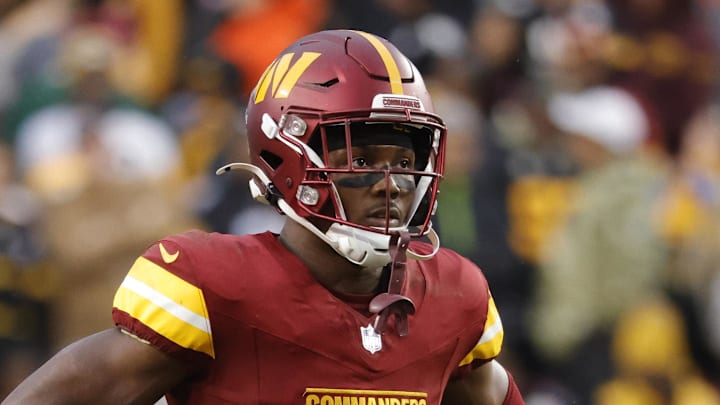 Washington Commanders wide receiver Terry McLaurin (17) looks on from the field during final minute of the game against the Pittsburgh Steelers at Northwest Stadium. Mandatory Credit: Amber Searls-Imagn Images