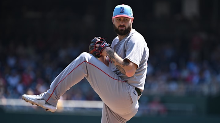 Boston Red Sox starting pitcher Lucas Giolito (54) throws against the Washington Nationals at Nationals Park. Boston Red Sox starting pitcher Lucas Giolito (54) throws against the Washington Nationals at Nationals Park.