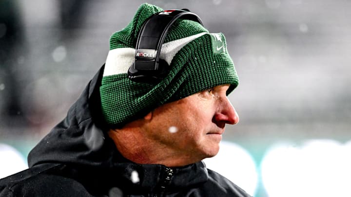 Michigan State's head coach Jonathan Smith looks on from the sideline during the third quarter in the game against Rutgers on Saturday, Nov. 30, 2024, at Spartan Stadium in East Lansing.