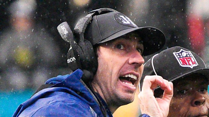 Indianapolis Colts head coach Shane Steichen talks to an official