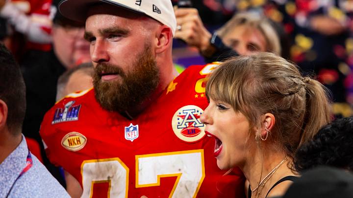 Kansas City Chiefs tight end Travis Kelce with wife Taylor Swift. Kansas City Chiefs tight end Travis Kelce with wife Taylor Swift.