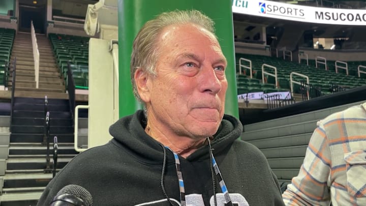 Michigan State head coach Tom Izzo speaks to the media inside the Breslin Center on Nov. 6, 2025, about an upcoming game against Arkansas.