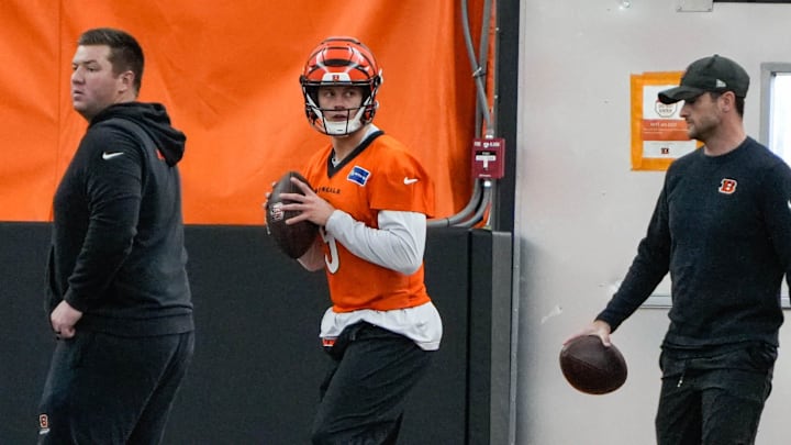 Bengals Joe Burrow (9) returns to practice on Monday November 10, 2025.