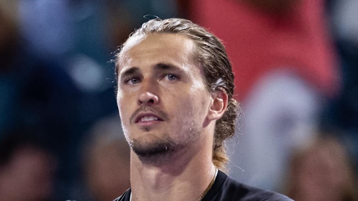 Alexander Zverev looks on after a point