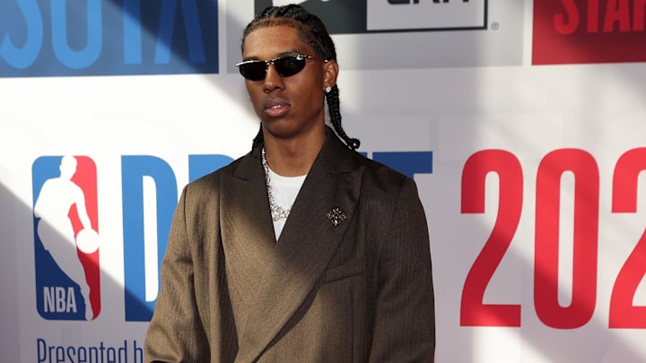 Jun 26, 2024; Brooklyn, NY, USA; Cody Williams arrives for the first round of the 2024 NBA Draft at Barclays Center. Mandatory Credit: Brad Penner-Imagn Images Jun 26, 2024; Brooklyn, NY, USA; Cody Williams arrives for the first round of the 2024 NBA Draft at Barclays Center. Mandatory Credit: Brad Penner-Imagn Images