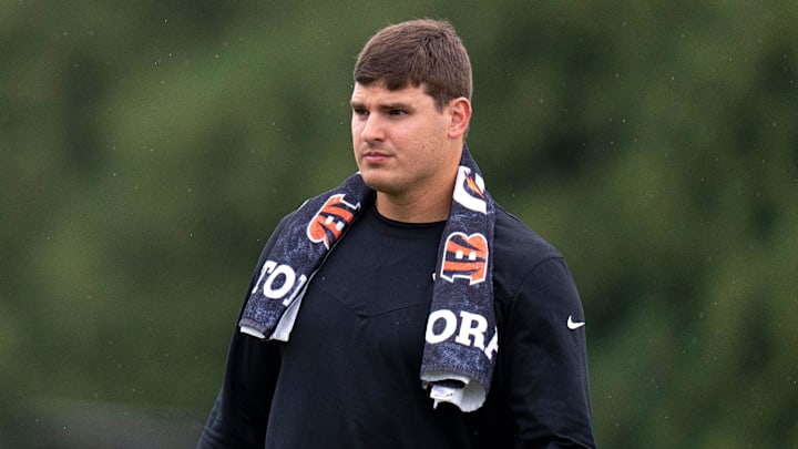Cincinnati Bengals defensive end Trey Hendrickson (91) watches the defensive line run a drill at Cincinnati Bengals training camp on the Kettering Health Practice Fields in Cincinnati on Sunday, July 28, 2024. Cincinnati Bengals defensive end Trey Hendrickson (91) watches the defensive line run a drill at Cincinnati Bengals training camp on the Kettering Health Practice Fields in Cincinnati on Sunday, July 28, 2024.