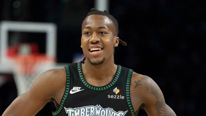 May 8, 2026; Minneapolis, Minnesota, USA; Minnesota Timberwolves guard Ayo Dosunmu (13) against the San Antonio Spurs in the first half during game three of the second round of the 2026 NBA Playoffs at Target Center. Mandatory Credit: Jesse Johnson-Imagn Images