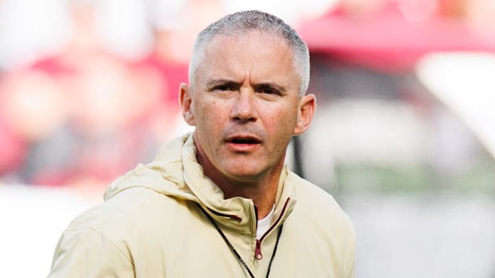 Aug 24, 2024; Dublin, IRL; Florida State University head coach Mike Norvell before the game against Georgia Tech at Aviva Stadium. Mandatory Credit: Tom Maher/INPHO via Imagn Images