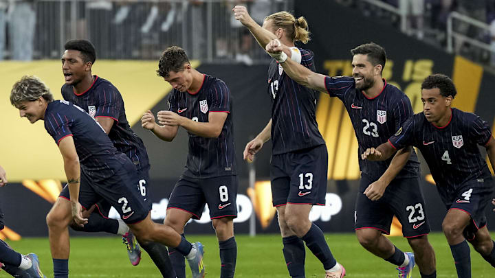 USMNT celebrates their penalty shootout win against Costa Rica. USMNT celebrates their penalty shootout win against Costa Rica.