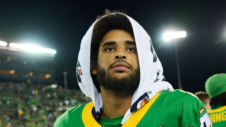 Sep 18, 2026; Eugene, Oregon, USA; Oregon Ducks quarterback Dante Moore (5) walks off the field after a game against the Portland State Vikings at Autzen Stadium. Mandatory Credit: Troy Wayrynen-Imagn Images Sep 18, 2026; Eugene, Oregon, USA; Oregon Ducks quarterback Dante Moore (5) walks off the field after a game against the Portland State Vikings at Autzen Stadium. Mandatory Credit: Troy Wayrynen-Imagn Images